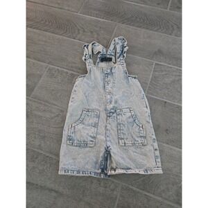 7 For All Mankind Baby Denim‎ Overalls Romper Blue Acid Wash 18M Girls